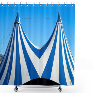 Personality  Circus Tent Stripped Blue And White Shower Curtains