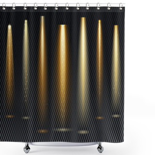 Personality  Gold Spotlight. Bright Lighting With Spotlights Of The Stage On Transparent Background. Shower Curtains