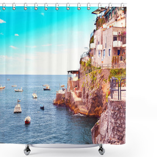Personality  Italy, Furore, September 13, 2013 - View To The Bay Of Furore Shower Curtains
