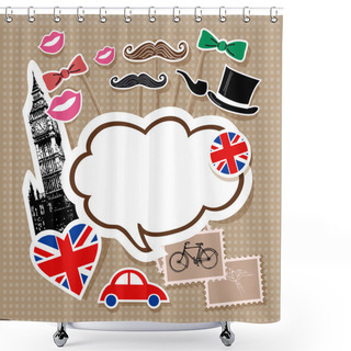 Personality  London Doodles Vector  Illustration  Shower Curtains