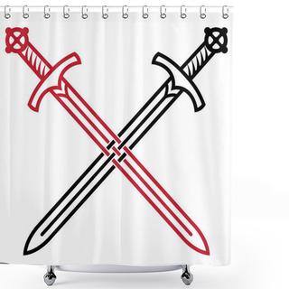 Personality  Viking Design. Viking Sword. Two Crossed Medieval Swords Shower Curtains