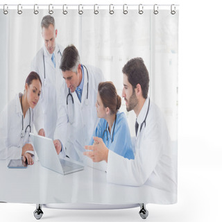 Personality  Doctors Using A Laptop Together Shower Curtains