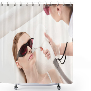 Personality  Woman Receiving Laser Skin Care Shower Curtains