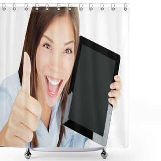 Personality  Tablet Computer Woman Happy Shower Curtains