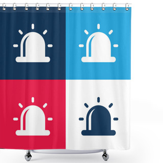 Personality  Alarm Blue And Red Four Color Minimal Icon Set Shower Curtains