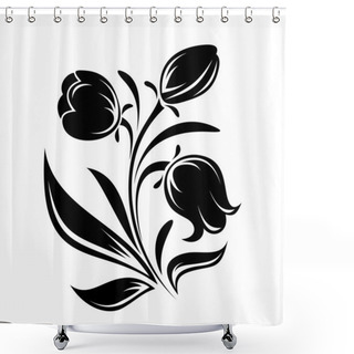 Personality  Black Silhouette Of Flowers. Vector Illustration. Shower Curtains