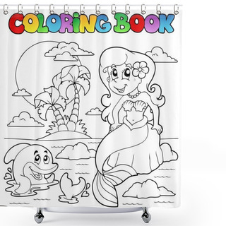 Personality  Coloring Book Ocean And Mermaid 1 Shower Curtains