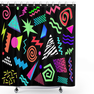 Personality  80s Abstract Shapes Shower Curtains