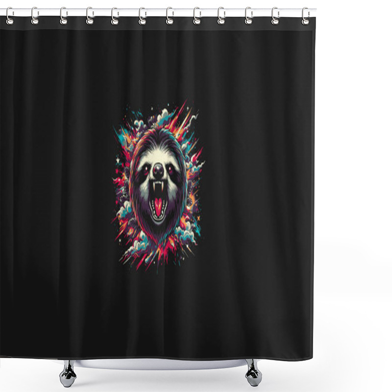 Personality  Sloth Angry On Cloud Vector Illustration Artwork Design Shower Curtains