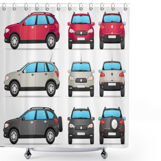 Personality  Vector Off-road Car - Side - Front - Back View Shower Curtains