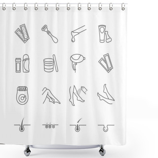 Personality  Epilation Web Icon Vector Set Shower Curtains