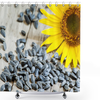 Personality  Sunflower Seeds And Flower Shower Curtains