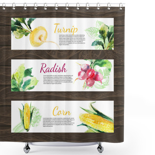Personality  Vegetables Organic Food  Banner Shower Curtains