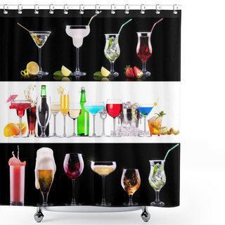 Personality  Different Alcohol Drinks Set Shower Curtains