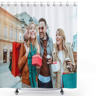 Personality  Friends Enjoying Shopping Shower Curtains