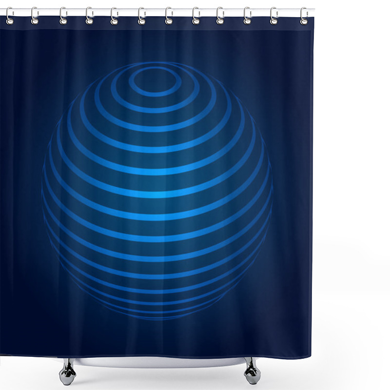 Personality  Abstract Blue 3D Spher Shower Curtains