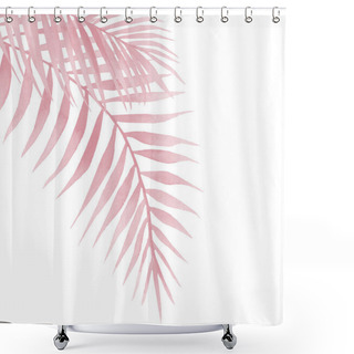 Personality  Pink Palm Tree. Abstract Watercolor Palm Leaves On White Background. Shower Curtains