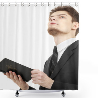 Personality  Man With Holy Bible Shower Curtains