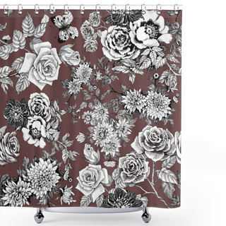 Personality  Floral Pattern With Butterflies Shower Curtains