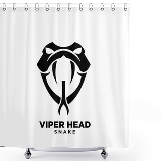 Personality  Modern Viper Head With Initial V Logo Icon Design Vector Flat Illustration Shower Curtains