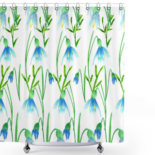 Personality  Hand Painted Watercolor Floral Background.   Spring Seamless Pattern With Crocus, Primrose, Daffodils, Snowdrops, Dandelions, Muscari, Magnolia, Buttercups, Tulips. Shower Curtains