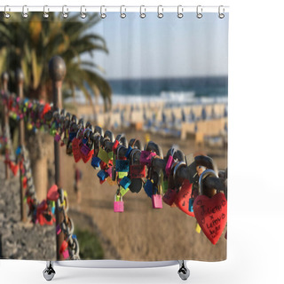 Personality  Small Love Padlocks On A Chain Shower Curtains