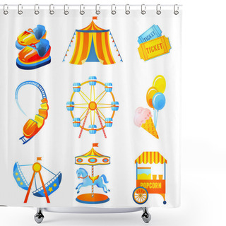 Personality  Amusement Park Icons Set Shower Curtains