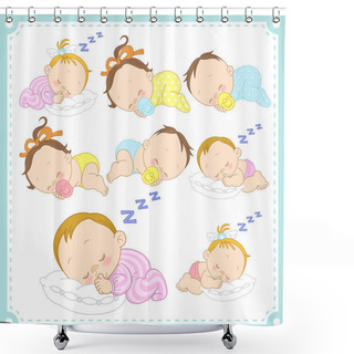 Personality  Vector Illustration Of Baby Boys And Baby Girls Shower Curtains