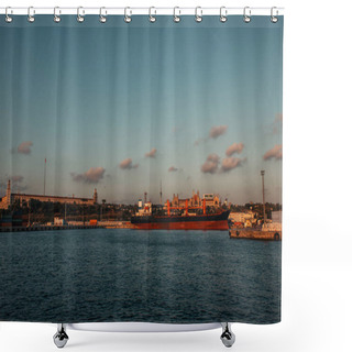 Personality  Cargo Ship Moored In Port Of Istanbul, Turkey  Shower Curtains