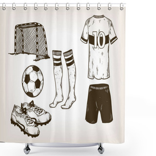 Personality  Football Soccer Equipment Engraving Vector Shower Curtains