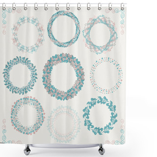 Personality  Colorful Hand Sketched Rustic Frames, Borders, Corners Shower Curtains
