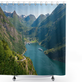 Personality  Geirangerfjord Is The Most Famous Natural Landmark In Norway. UNESCO Heritage Site Shower Curtains