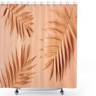 Personality  Arrangement Of Palm Leaves. Pantone Color Of The Year 2024 Peach Fuzz Shower Curtains