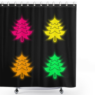 Personality  Big Pine Tree Shape Four Color Glowing Neon Vector Icon Shower Curtains