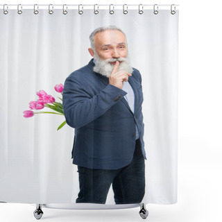 Personality  Senior Man With Tulips  Shower Curtains