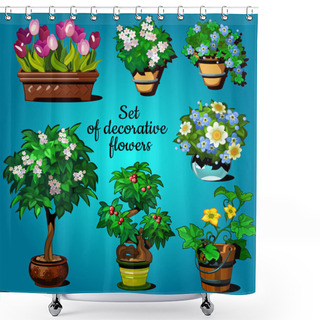 Personality  Set Of Decorative House Plants Shower Curtains