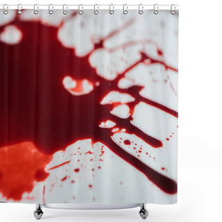 Personality  Close-up Shot Of Blood Droplets On White Surface Shower Curtains