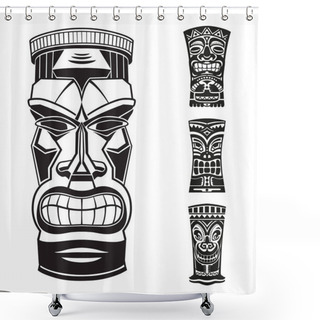 Personality  Masks Of Tiki Totem Polynesian Idol Shower Curtains