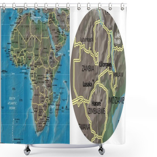 Personality  Zambia Zimbabwe Malawi And Africa Maps Shower Curtains