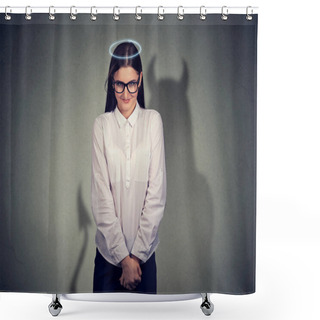 Personality  Shy Quiet Angel Woman With Devil Character  Shower Curtains