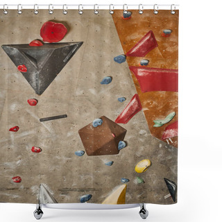 Personality  Vertical Detailed Shot Of Climbing Rock Wall With Different Sized Boulders, Sport And Fitness Shower Curtains