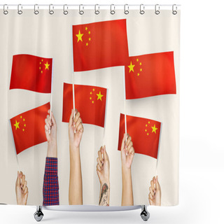 Personality  Hands Waving Flags Of China Shower Curtains