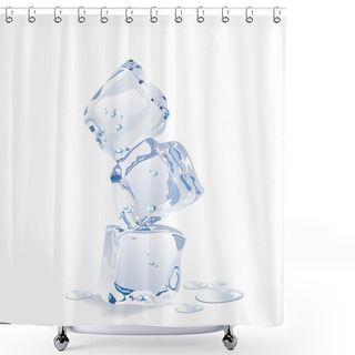 Personality  Ice Cubes Isolated On White Shower Curtains
