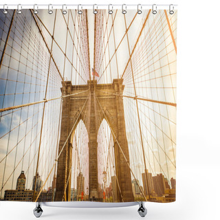Personality  Brooklyn Bridge And Manhattan Skyline Shower Curtains