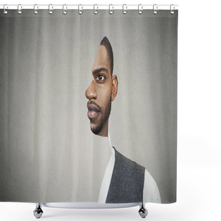 Personality  Surrealistic Portrait Front With Cut Out Profile Of A Young Man  Shower Curtains