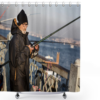 Personality  Fisherman On Galata Bridge Shower Curtains