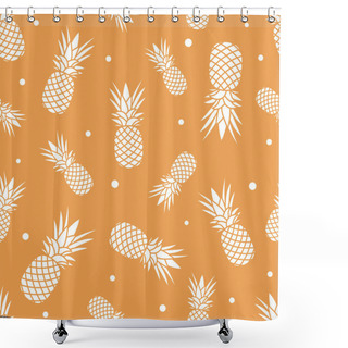 Personality  Seamless Pattern With Pineapples. Tropical Fruit. Summer Background. Shower Curtains