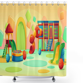 Personality  Kids Playground With Carousel And Slide Shower Curtains