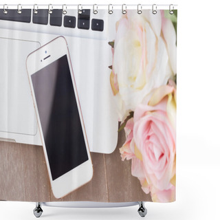 Personality  Styled Desktop With Modern Phone Shower Curtains