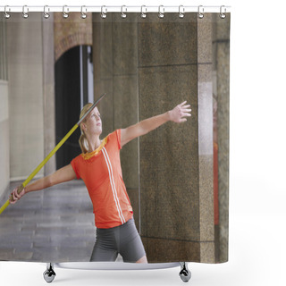 Personality  Athlete Throwing Javelin Shower Curtains